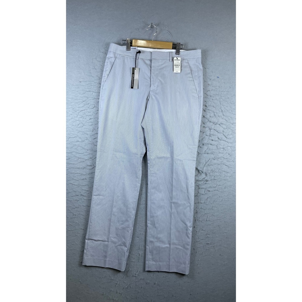 Express Photographer Dress Pants Mens 30x30 Blue White Stripe NWT Slim Fit